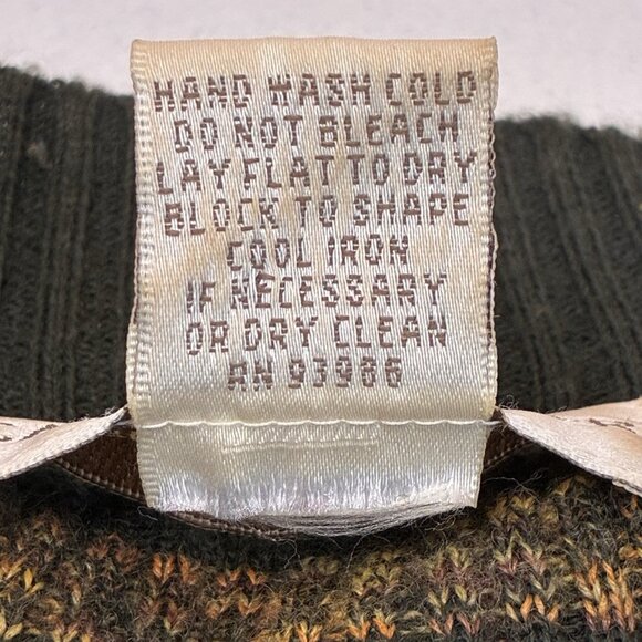 Vintage Casual Corner Merino Wool Blend Sweater 70’s Vibe Green Stripe Mock Neck - Picture 7 of 9